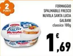 Conad Margherita Formaggio spalmabile fresco Nuvola Santa Lucia classico offerta