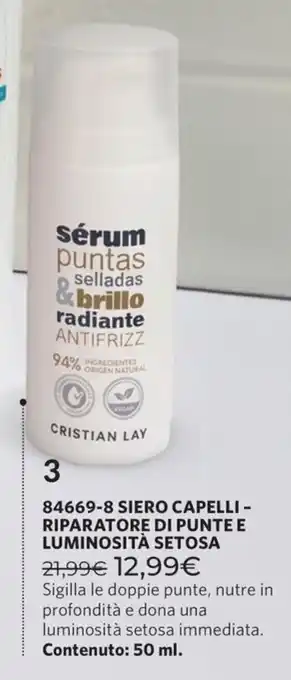 Siero capelli riparatore di punte e luminosità setosa