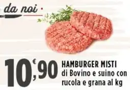 Rossotono Carrefour Hamburger misti di bovino e suino con rucola e grana offerta