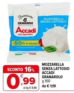 Iperal Mozzarella senza lattosio Accadì Granarolo offerta
