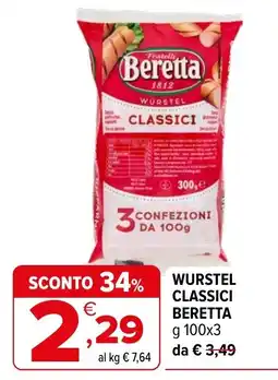 Iperal Wurstel classici Beretta offerta