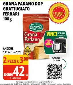 Tigros Grana Padano DOP Grattugiato Ferrari offerta