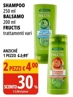 Tigros Shampoo e balsamo Garnier Fructis offerta