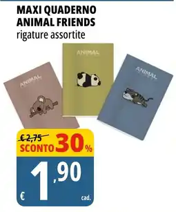Tigros Maxi quaderno animal friends offerta