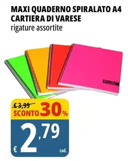 Tigros Maxi quaderno spiralato A4 cartiera di Varese offerta