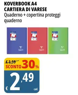 Tigros Koverbook A4 cartiera di Varese offerta