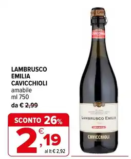 Iperal Lambrusco Emilia Cavicchioli amabile offerta