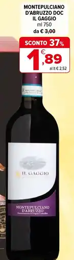 Iperal Montepulciano d'Abruzzo Il Gaggio offerta