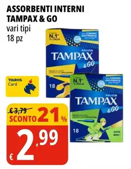 Tigros Assorbenti interni Tampax & Go offerta