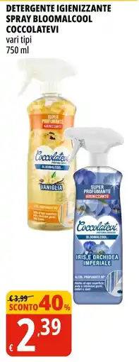 Tigros Detergente igienizzante spray Bloomalcool Coccolatevi offerta
