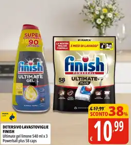 Tigros Detersivo lavastoviglie Finish Ultimate gel limone offerta