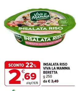 Iperal Insalata riso Viva la mamma Beretta offerta