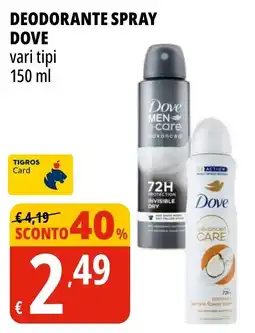 Tigros Deodorante spray Dove offerta