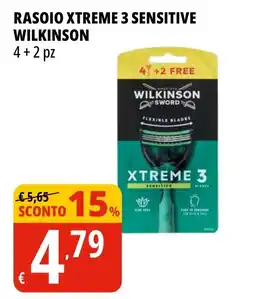 Tigros Rasoio Xtreme 3 Sensitive Wilkinson offerta