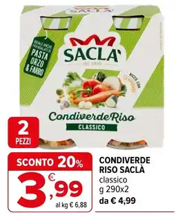 Iperal Condiverde Riso classico Saclà offerta