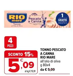 Iperal Tonno pescato a canna Rio Mare all’olio di oliva offerta