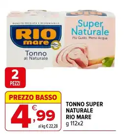Iperal Tonno al Naturale Rio Mare offerta