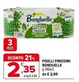 Iperal Piselli finissimi Bonduelle offerta