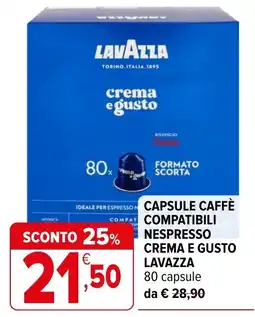 Iperal Capsule caffè compatibili Nespresso Crema e Gusto Lavazza offerta
