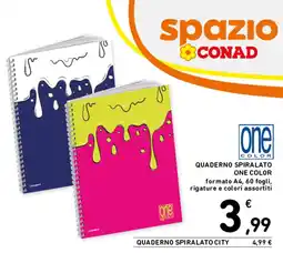 Spazio Conad Quaderno spiralato One Color offerta