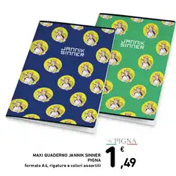 Spazio Conad Maxi quaderno Jannik Sinner Pigna offerta