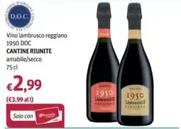 Futura Supermercati Vino lambrusco reggiano 1950 DOC Cantine Riunite offerta