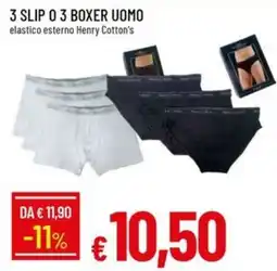 Galassia 3 slip o 3 boxer uomo elastico esterno Henry Cotton's offerta