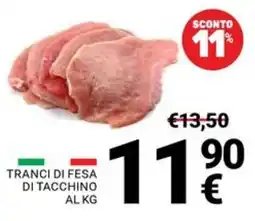 Supermercati Gulliver Tranci di fesa di tacchino offerta