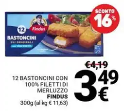 Supermercati Gulliver Bastoncini con filetti di merluzzo Findus offerta