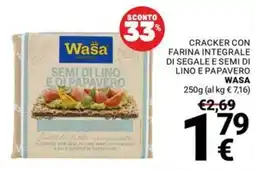 Supermercati Gulliver Cracker con farina integrale di segale e semi di lino e papavero Wasa offerta