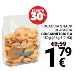 Supermercati Gulliver Focaccia snack classica Grissinificio Bo offerta