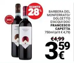 Supermercati Gulliver Barbera del Monferrato/Dolcetto d'Acqui DOC Francesco Cappetta offerta