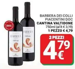 Supermercati Gulliver Barbera dei Colli Piacentini DOC Cantina Valtidone offerta