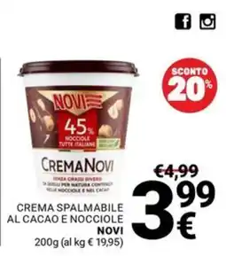 Supermercati Gulliver Crema spalmabile al cacao e nocciole Novi offerta