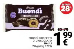 Supermercati Gulliver Buondì ricoperti di cioccolato Bauli offerta