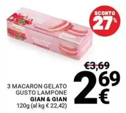 Supermercati Gulliver Macaron gelato gusto lampone Gian & Gian offerta