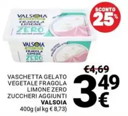 Supermercati Gulliver Vaschetta gelato vegetale fragola limone zero zuccheri aggiunti Valsoia offerta
