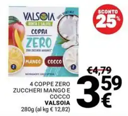 Supermercati Gulliver Coppa Zero Mango e Cocco Valsoia offerta