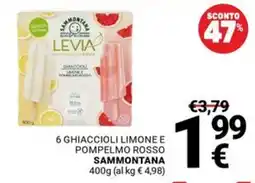 Supermercati Gulliver Ghiaccioli limone e pompelmo rosso Sammontana offerta