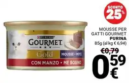 Supermercati Gulliver Mousse per gatti gourmet Purina Gold con manzo offerta