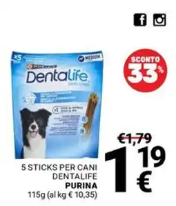 Supermercati Gulliver Sticks per cani Dentalife Purina offerta