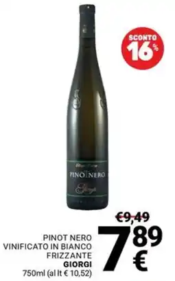 Supermercati Gulliver Pinot Nero vinificato in bianco frizzante Giorgi offerta