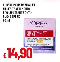 Famila L'ORÉAL PARIS REVITALIFT FILLER TRATTAMENTO RIVOLUMIZZANTE ANTI-RUGHE SPF 50 offerta