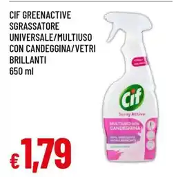 Famila CIF GREENACTIVE SGRASSATORE UNIVERSALE/MULTIUSO CON CANDEGGINA/VETRI BRILLANTI offerta