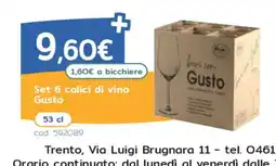 C+C Italmarket Set 6 calici di vino Gusto offerta