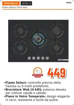 Expert Di Lella Piano cottura 75cm nero Bosch offerta