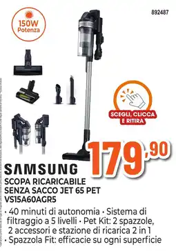 Expert Di Lella Samsung scopa ricaricabile senza sacco jet 65 pet offerta