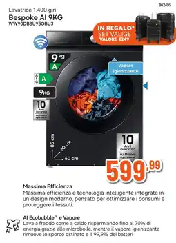 Expert Di Lella Lavatrice 1.400 giri Bespoke AI 9KG offerta