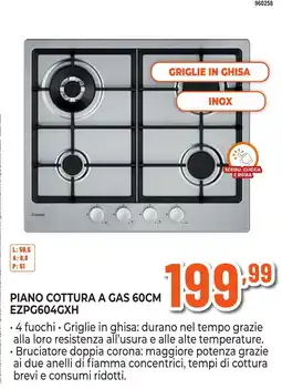 Expert Di Lella Piano cottura a gas 60cm Ezpg604gxh offerta