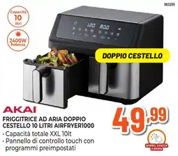 Expert Di Lella Akai friggitrice ad aria doppio cestello 10 litri airfryer1000 offerta